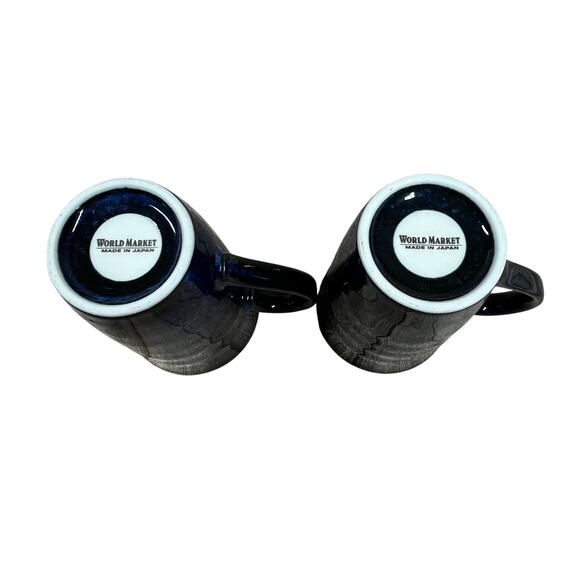 World Market Pair Cherry Blossom Blue Porcelain 10 oz Mug Cup Floral Japan - Picture 10 of 13